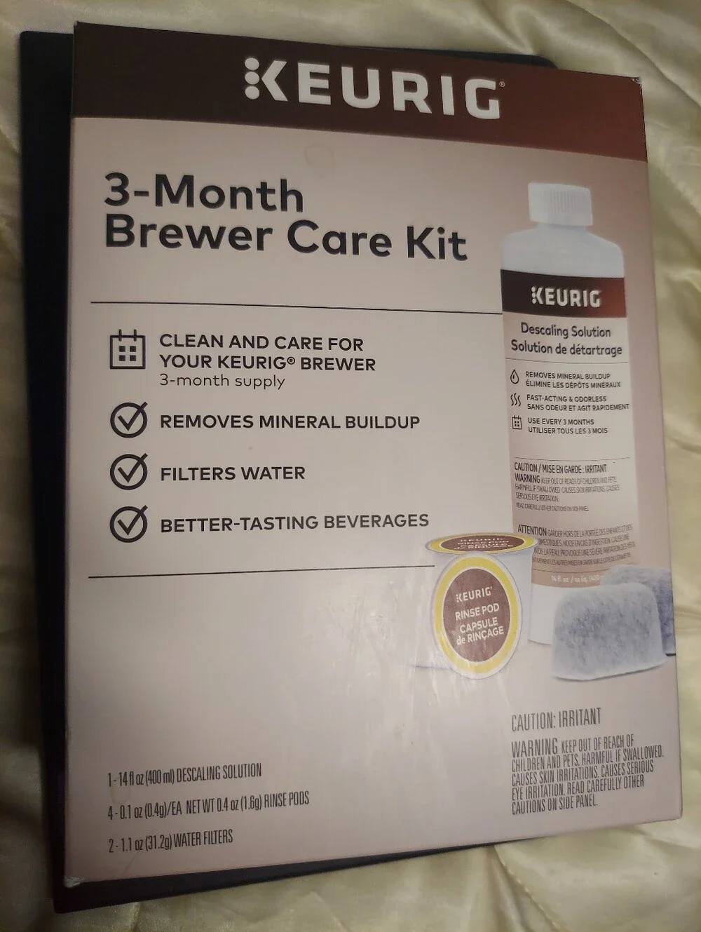 Keurig White and Brown 3-Month Brewer Care Kit